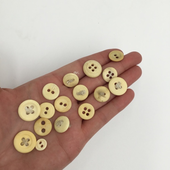 Antique 1800s Hand Carved Bone Buttons Lot of 16 Undergarment 2 and 4 holes - Picture 2 of 2